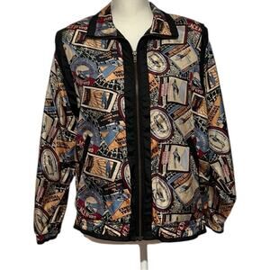Lavon Vintage Silk Women’s Travel Aviation theme Jacket Small Petite SP